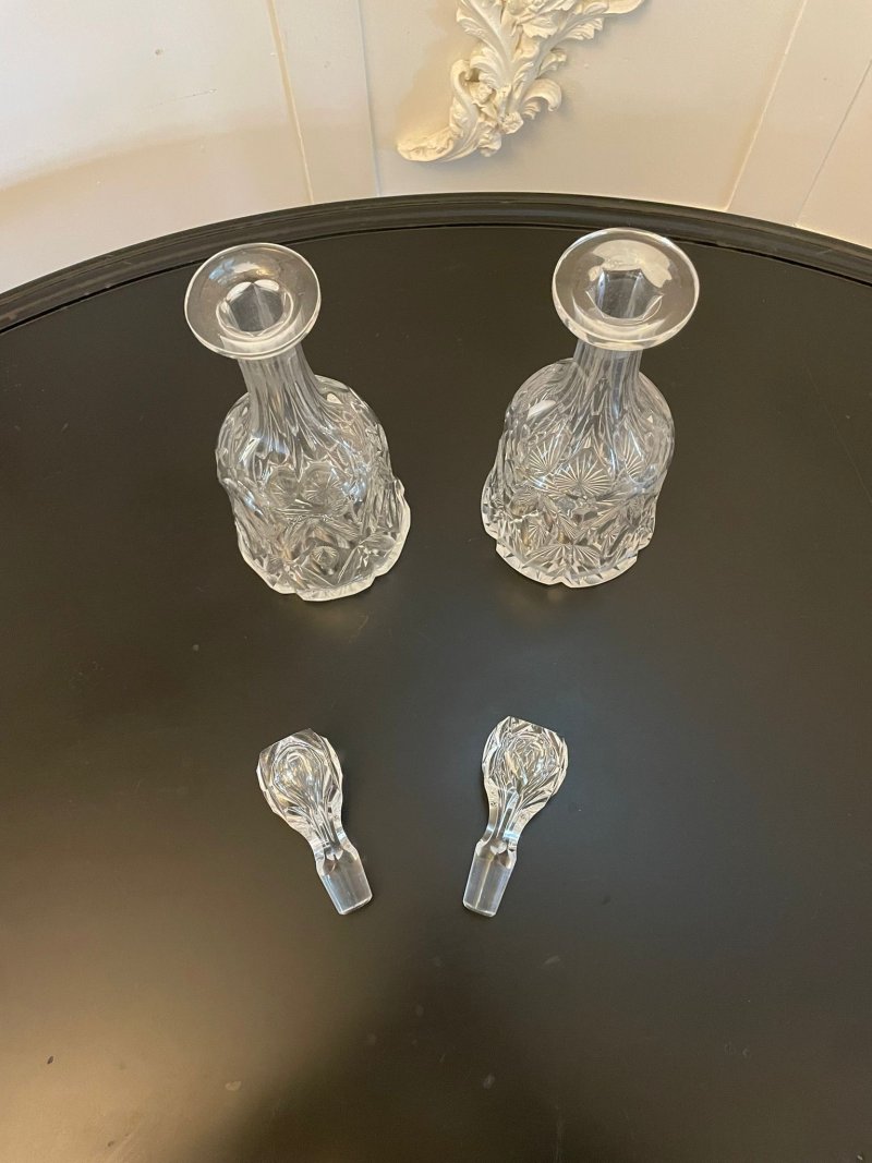 Quality Pair Of Antique Victorian Cut Glass Decanters - Image 4